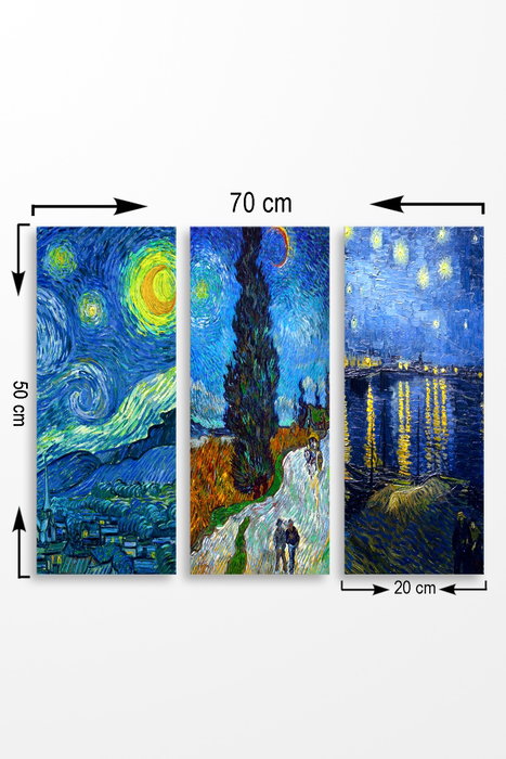 Wallity Cuadro Decorativo Vincent van Gogh Tríptico de MDF